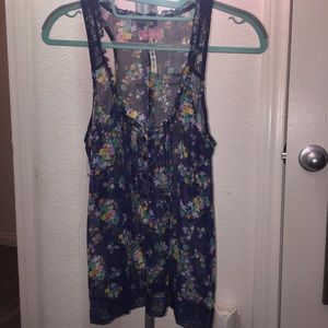 Floral navy blue chiffon top